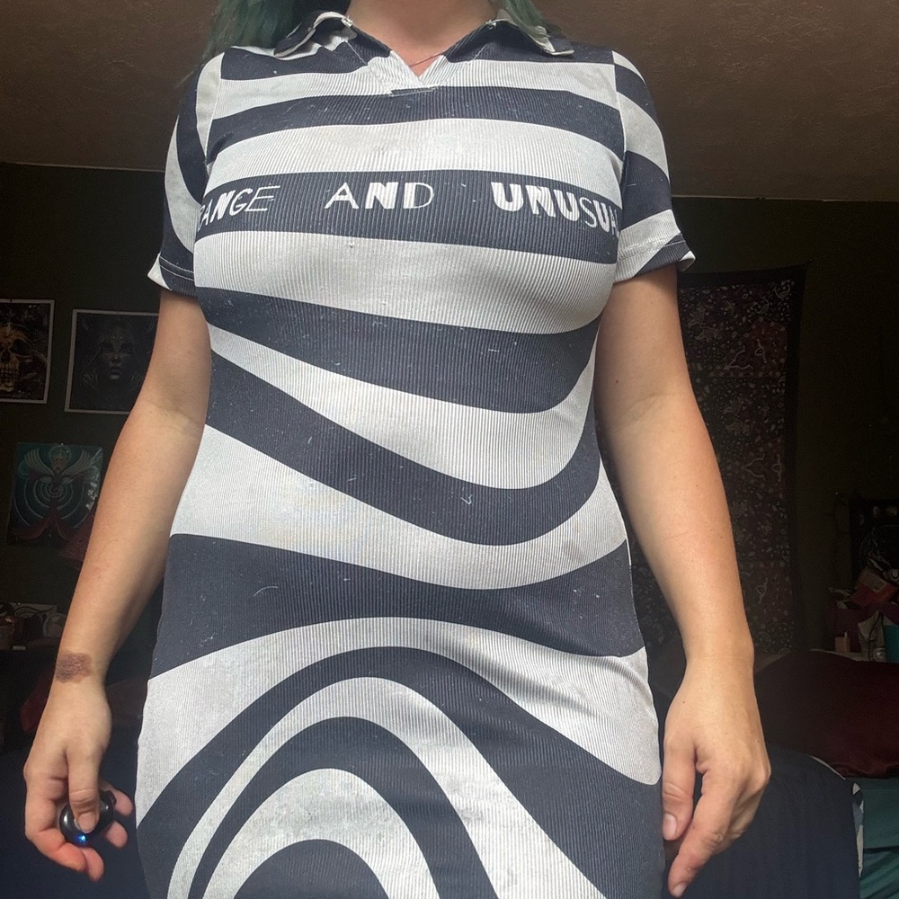 Black and White Striped Dress